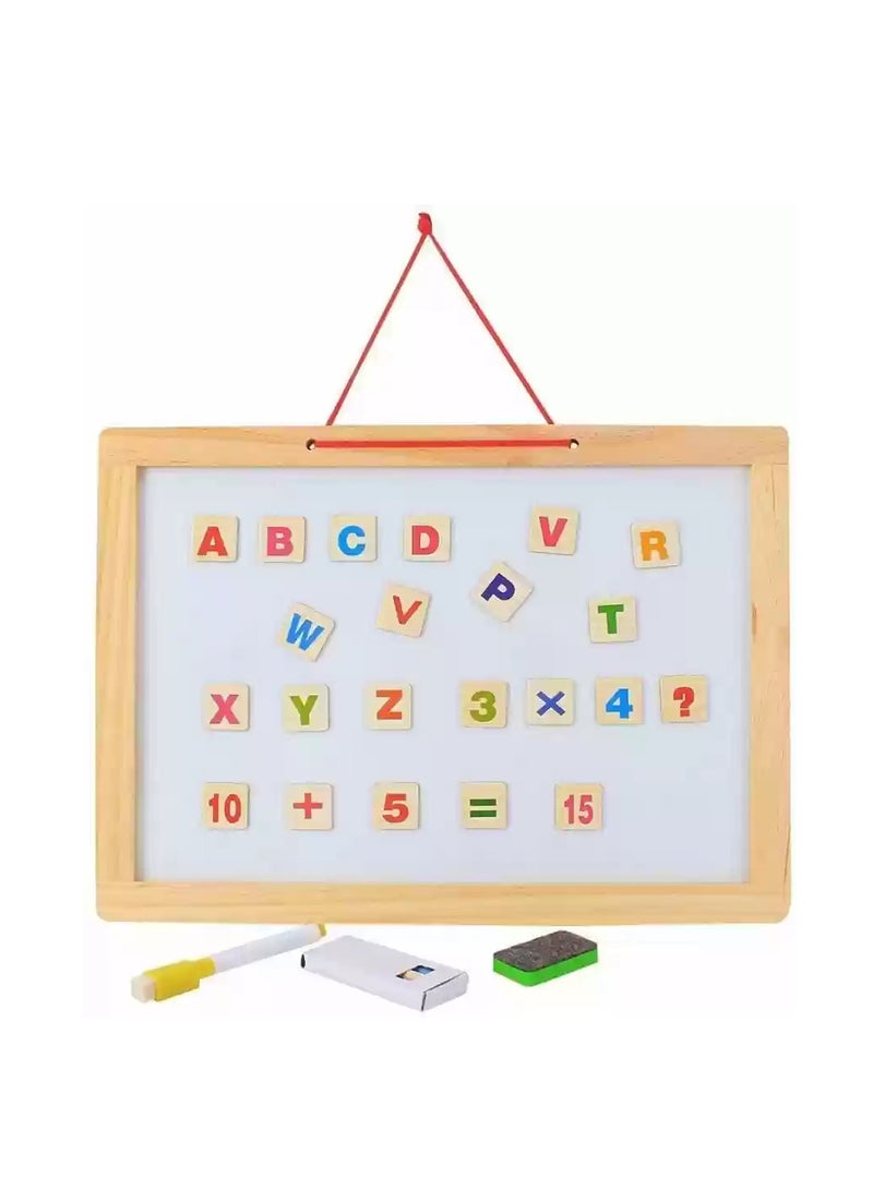 Wood Easel Magnetic Drawing Whiteboard And Blackboard With Acessories  - Image 1