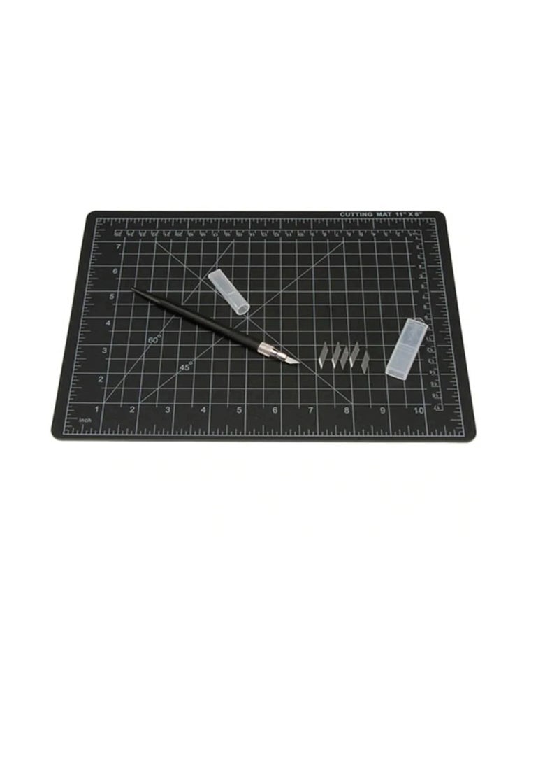 Cutting Mat Set Includes Knife Black 8.5 x 11.75 inches  - Image 1