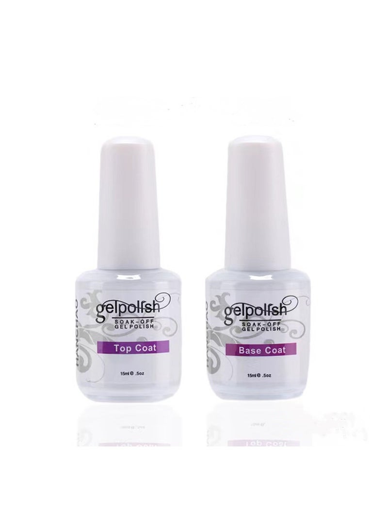 TOP LADY مجموعة قاعدة طلاء أظافر جل وطبقة علوية ممتصة للأشعة فوق البنفسجية ومصباح LED للتجفيف لمدة طويلة 15 مل - Image 1
