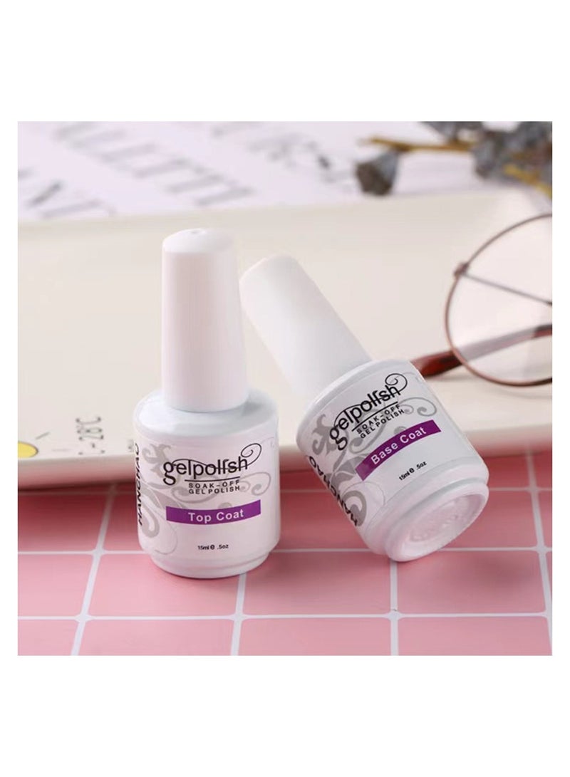 TOP LADY مجموعة قاعدة طلاء أظافر جل وطبقة علوية ممتصة للأشعة فوق البنفسجية ومصباح LED للتجفيف لمدة طويلة 15 مل - Image 2