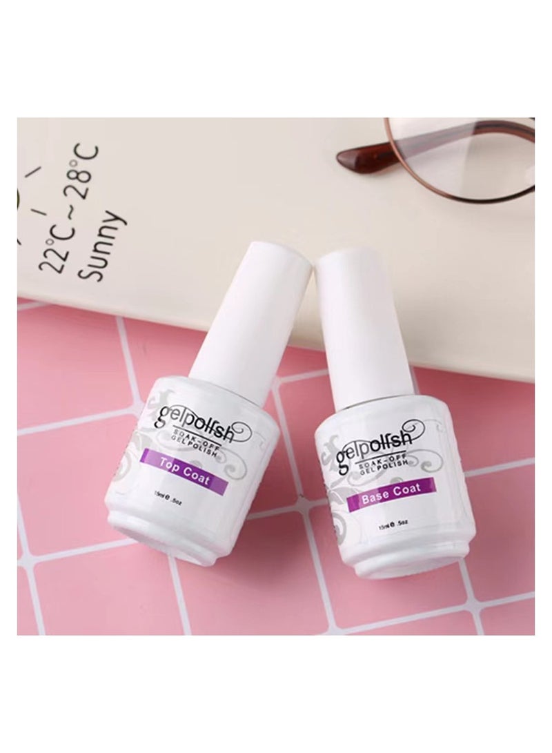 TOP LADY مجموعة قاعدة طلاء أظافر جل وطبقة علوية ممتصة للأشعة فوق البنفسجية ومصباح LED للتجفيف لمدة طويلة 15 مل - Image 3