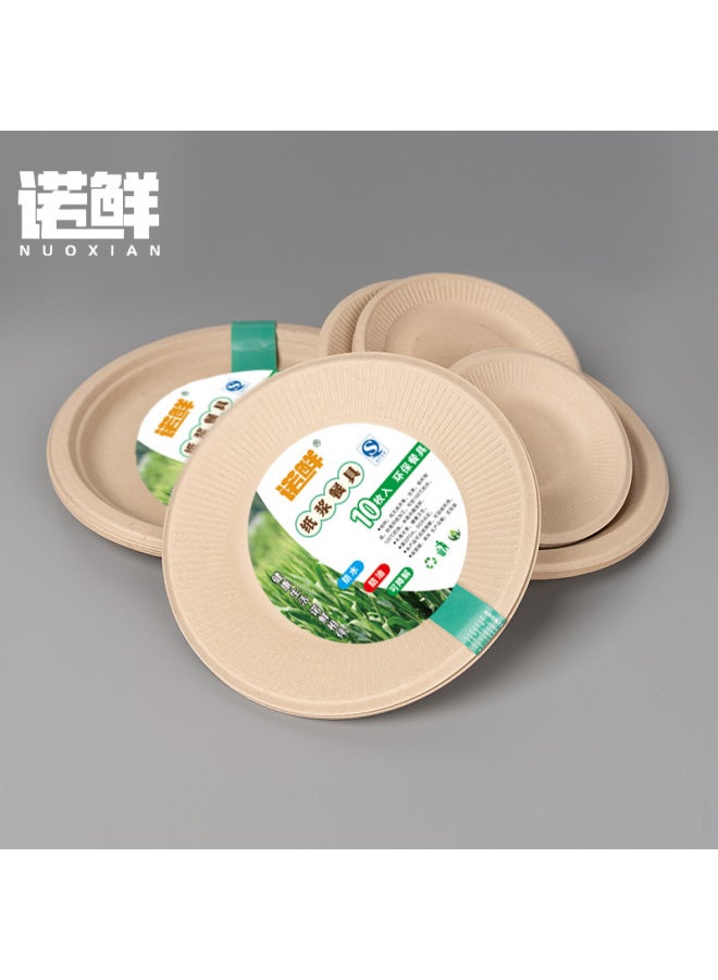 Disposable Plate Baking Light Food Salad Disc Degradable Tableware Paper Plate Paper Plate Long Plate Square Round Plate Food Grade-Color:Medium Oval Disc White Thickened Package  - Image 5