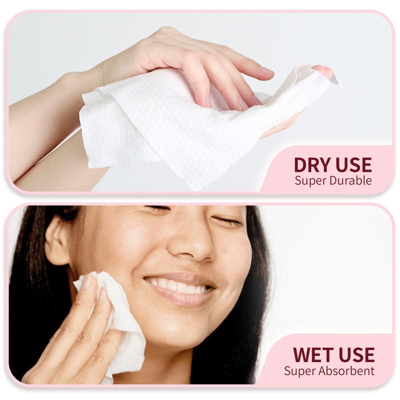 Deluwire Soft Dry Wipe 10 Pack, Face Tissues, Lint Free Facial Cleansing Towels Disposable, Extra Thick Dry and Wet Use for Sensitive Skin, Makeup Removing, Surface Cleaning (800 Count) - Image 4