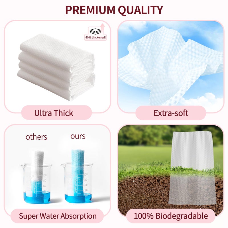 Deluwire Soft Dry Wipe 10 Pack, Face Tissues, Lint Free Facial Cleansing Towels Disposable, Extra Thick Dry and Wet Use for Sensitive Skin, Makeup Removing, Surface Cleaning (800 Count) - Image 5