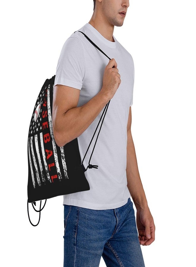 AIMASTZ American Baseball Flag Unisex Drawstring Backpack Bag Sport Gym Swim Travel Sackpack - Image 5