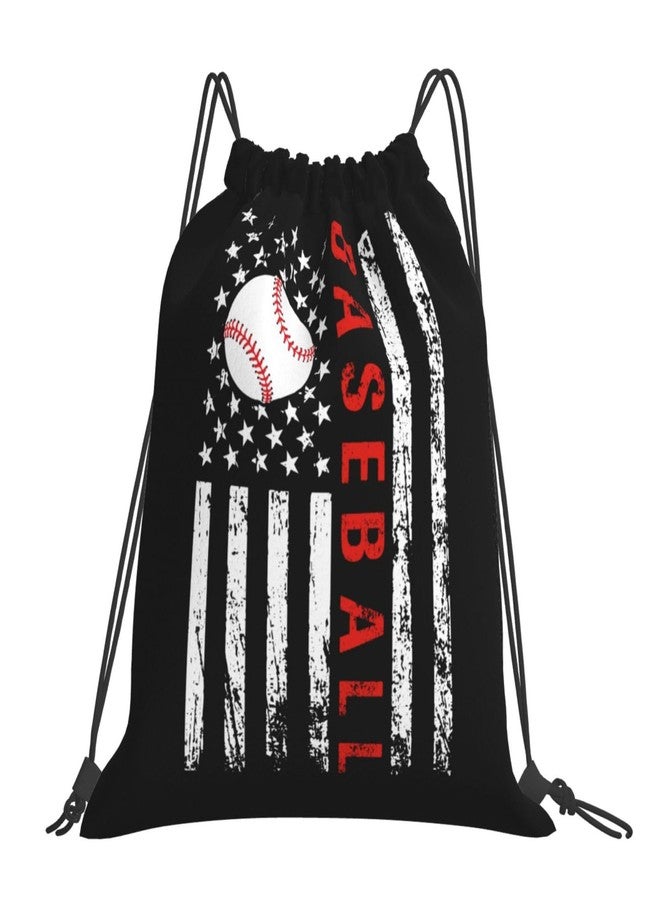 AIMASTZ American Baseball Flag Unisex Drawstring Backpack Bag Sport Gym Swim Travel Sackpack - Image 1