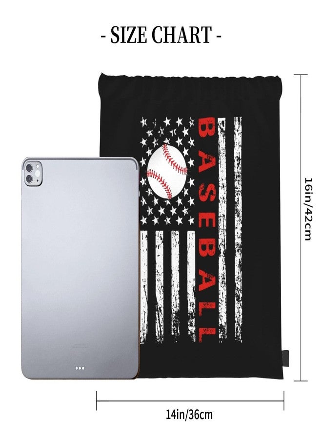 AIMASTZ American Baseball Flag Unisex Drawstring Backpack Bag Sport Gym Swim Travel Sackpack - Image 3