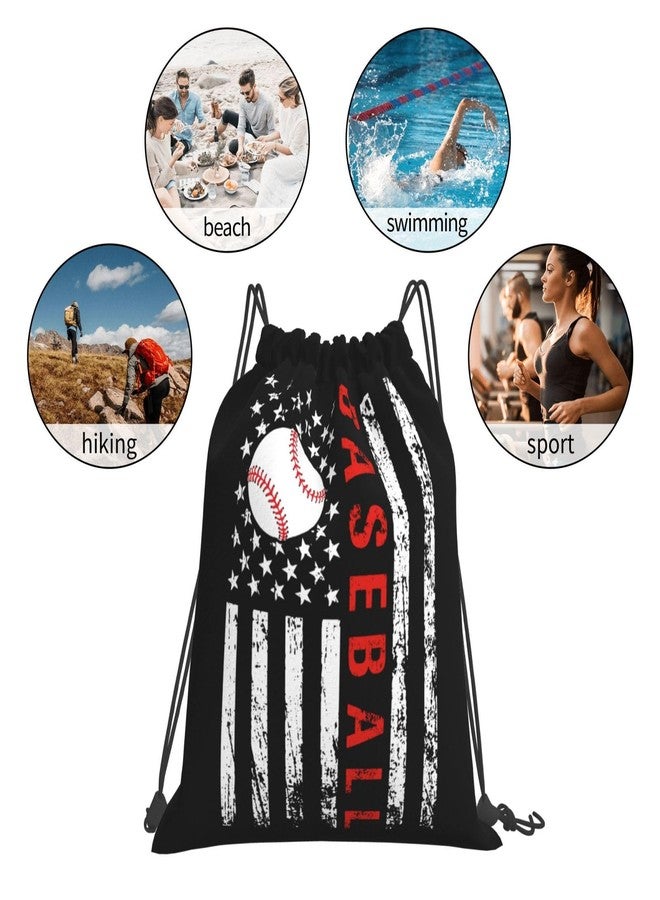 AIMASTZ American Baseball Flag Unisex Drawstring Backpack Bag Sport Gym Swim Travel Sackpack - Image 4