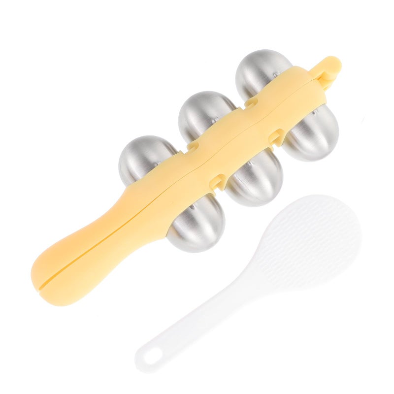 Nordic Yellow Stainless Steel Rice Ball Mold and Shaker DIY Sushi Onigiri Bento Making Kit - Image 2