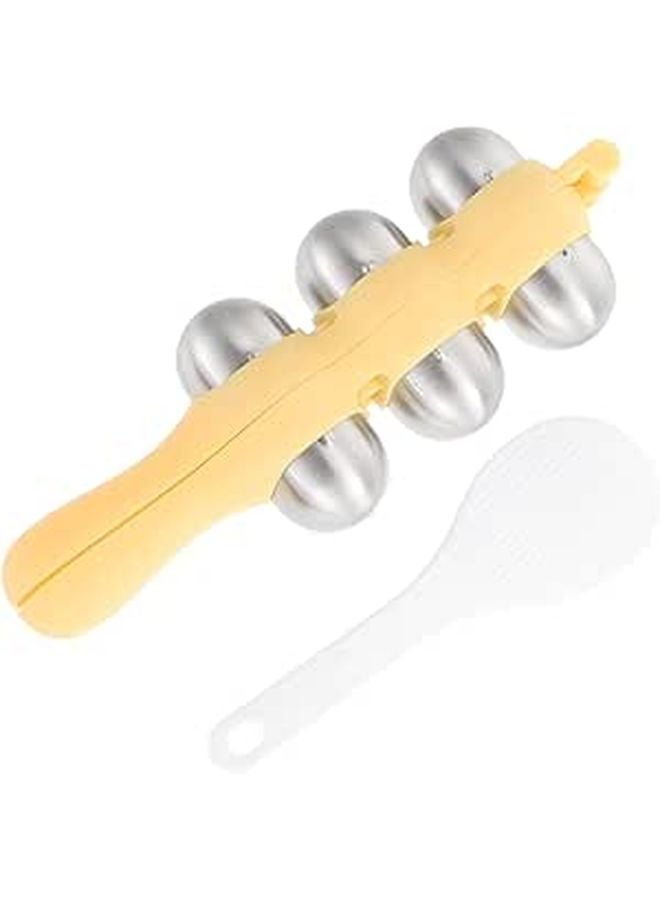 Nordic Yellow Stainless Steel Rice Ball Mold and Shaker DIY Sushi Onigiri Bento Making Kit - Image 1