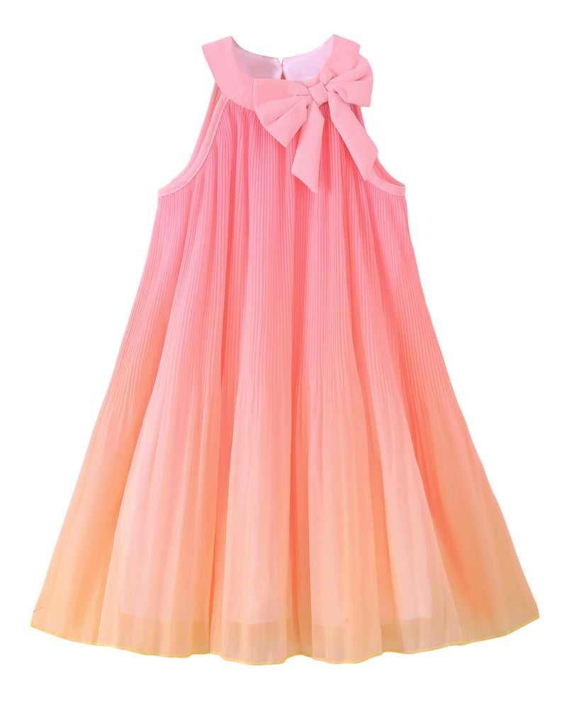 Saeaby Kids Girls Dresses Summer Clothes Toddler Ruffle Sleeveless Dress Ombre Casual Beach Sundress School Outfits Pink Orange Dresses for Little Girl 7-8 - Image 1