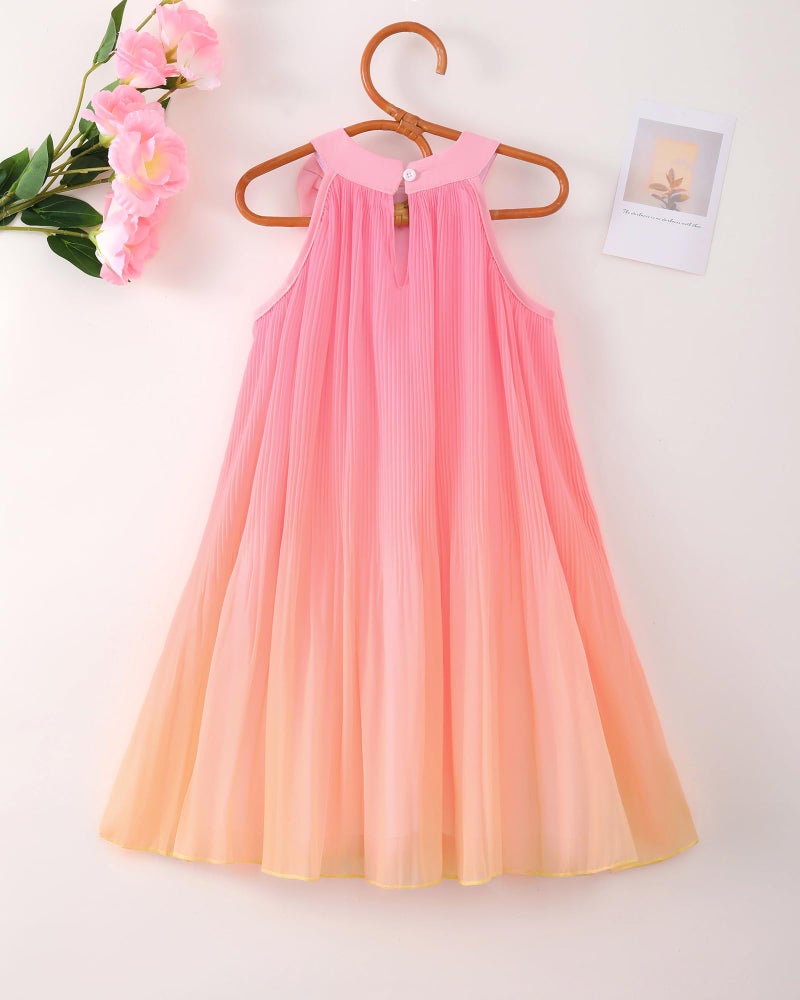 Saeaby Kids Girls Dresses Summer Clothes Toddler Ruffle Sleeveless Dress Ombre Casual Beach Sundress School Outfits Pink Orange Dresses for Little Girl 7-8 - Image 4