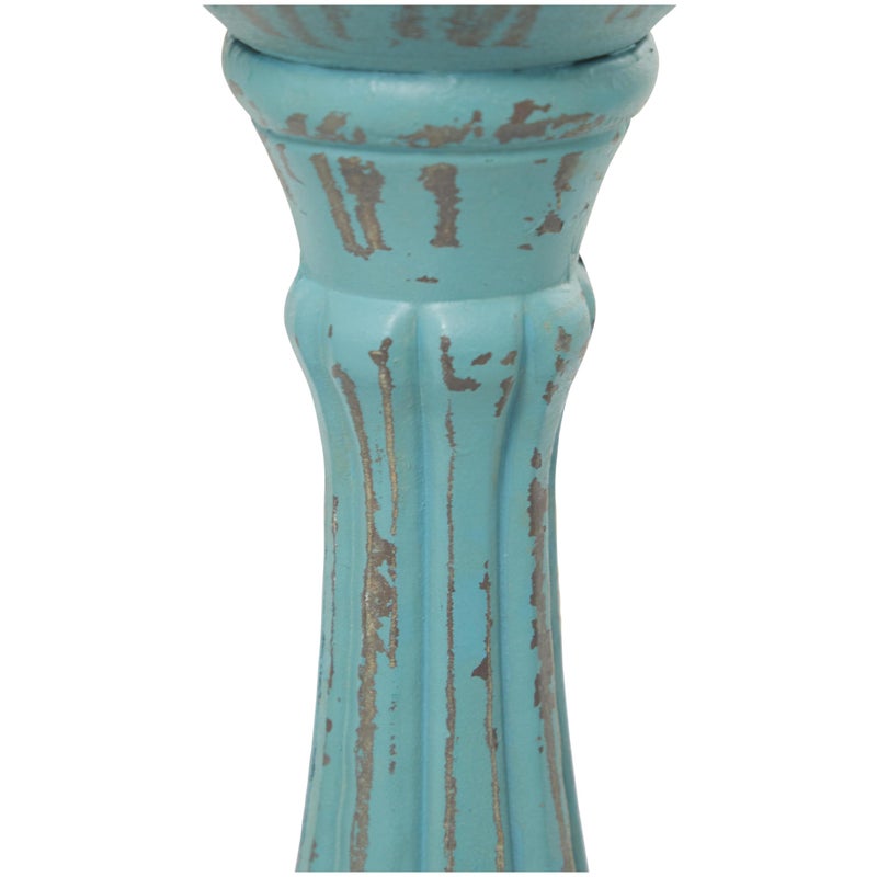 Deco 79 Wooden Decorative Candle Holder Distressed Candle Stand, Set of 3 Candlestick Holder 15", 13", 11"H, Blue - Image 2