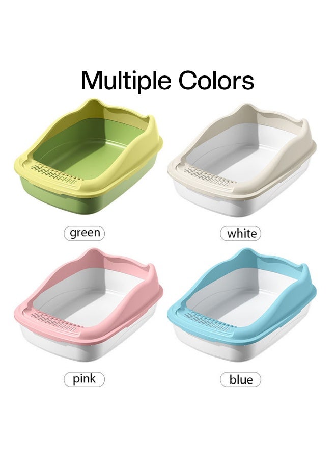 أن ان سي بيتس صندوق قمامة القطط مع مغرفة قمامة، سياج مرتفع، دواسة فلتر رمل، وتصميم قابل للفصل، مرحاض قطط مضاد للرذاذ للقطط المتوسطة، مناسب للاستخدام الداخلي والخارجي، سهل التنظيف (أبيض) - Image 3