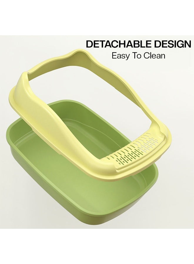 أن ان سي بيتس صندوق قمامة القطط مع مغرفة قمامة، سياج مرتفع، دواسة فلتر رمل، وتصميم قابل للفصل، مرحاض قطط مضاد للرذاذ للقطط المتوسطة، مناسب للاستخدام الداخلي والخارجي، سهل التنظيف (أبيض) - Image 5