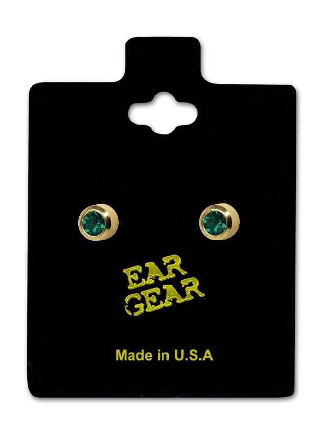 EAR GEAR 24K Gold Plated 2mm Bezel Blue Zircon Mini Earrings USA - Image 1