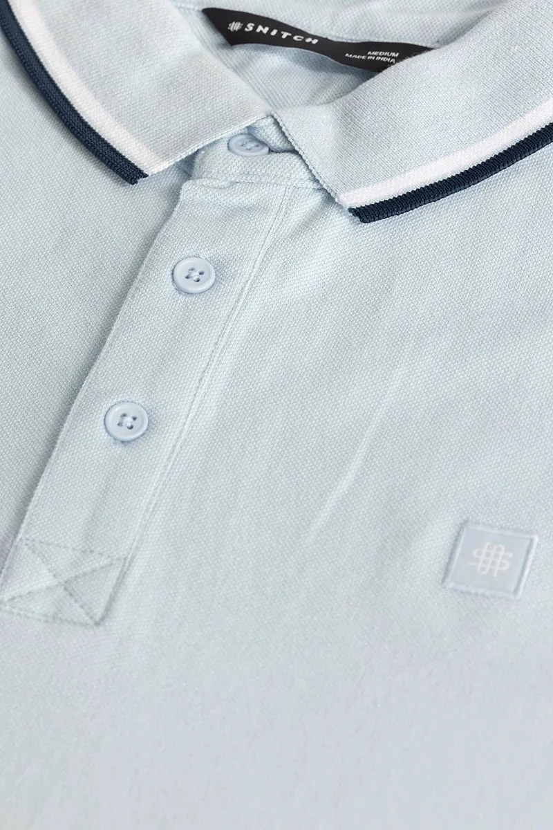 SNITCH Light Blue Slim Fit Polo T-Shirt