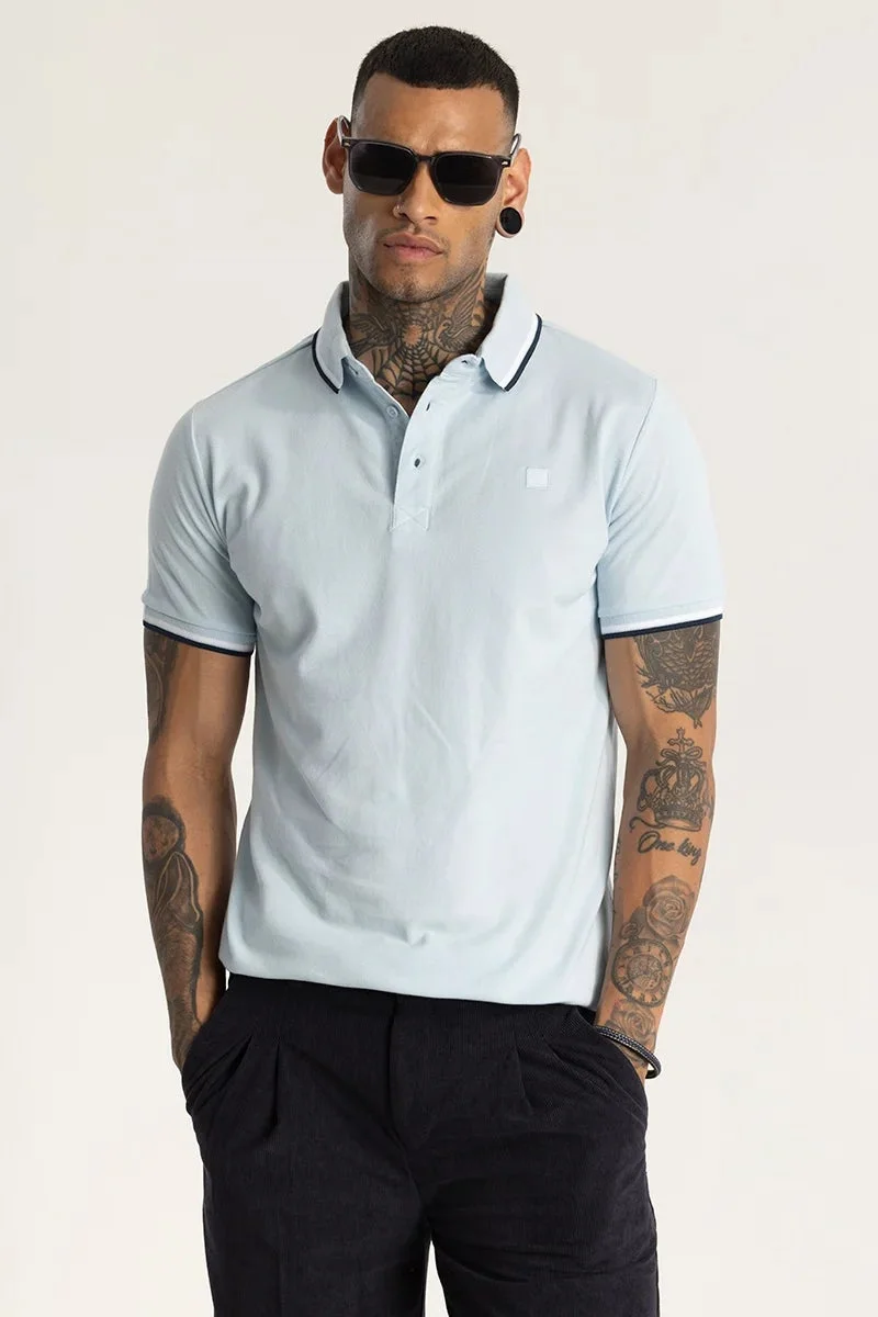 SNITCH Light Blue Slim Fit Polo T-Shirt