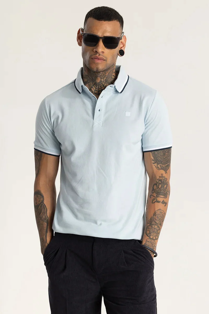 SNITCH Light Blue Slim Fit Polo T-Shirt