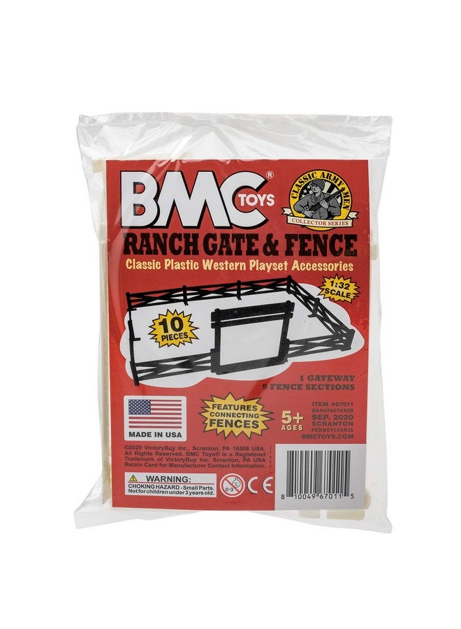 BMC Toys BMC Classic Marx Farm Ranch Fence & Gate - White 10pc Plastic Playset Accessory - Image 5