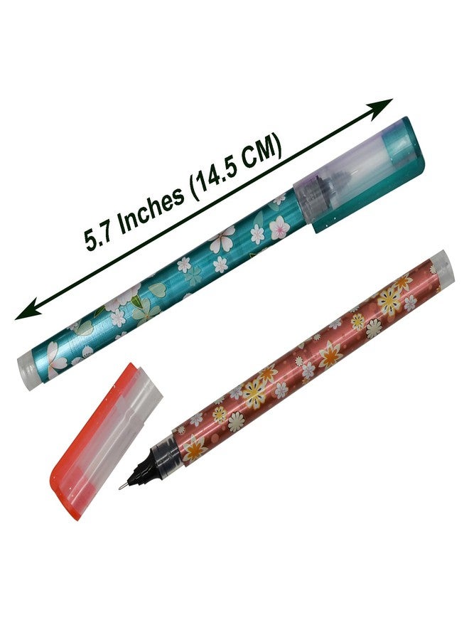 Maydahui 12 PCS Cherry Blossom Liquid Pen Novelty Flower Rollerball Gel Pens Romantic Floral Printing Pen Quick Dry Black Ink for School Women Office Party - Image 2