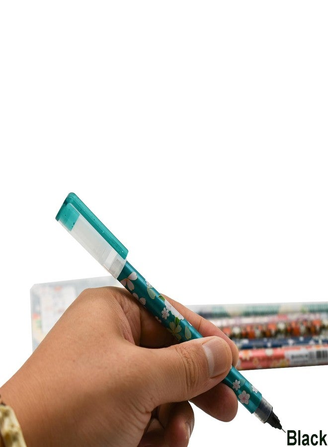 Maydahui 12 PCS Cherry Blossom Liquid Pen Novelty Flower Rollerball Gel Pens Romantic Floral Printing Pen Quick Dry Black Ink for School Women Office Party - Image 5