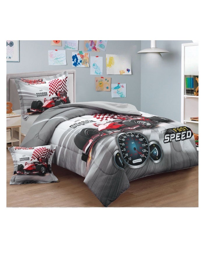 SMART HOME Luxuriously designed 4-piece children's bedding set with comfortable filling. 4-piece reversible bedding set: 170 x 230 cm quilt, fitted sheet, pillowcase, and pillowcase. High-quality, soft microfiber fabric. Ideal for children's rooms - Image 1