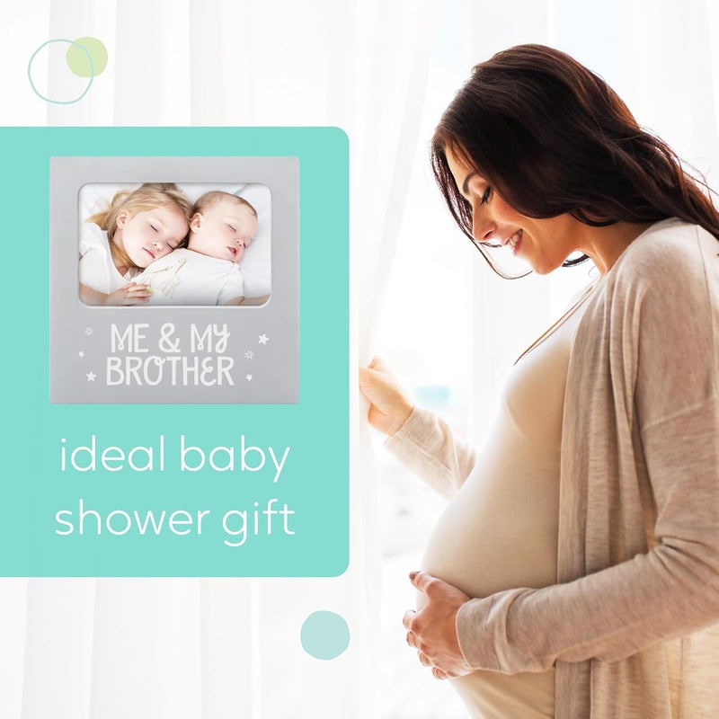 Tiny Ideas Me and My Brother Picture Frame, Christmas Photo Picture Frame, Sibling Keepsake, Ideal Big Brother Gift, Shower Gift and Gender Neutral Nursery Decor, Gray - Image 4