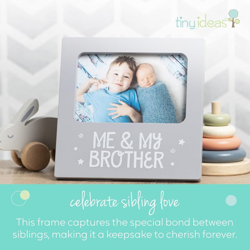 Tiny Ideas Me and My Brother Picture Frame, Christmas Photo Picture Frame, Sibling Keepsake, Ideal Big Brother Gift, Shower Gift and Gender Neutral Nursery Decor, Gray - Image 2