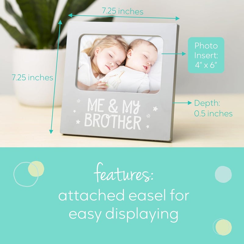 Tiny Ideas Me and My Brother Picture Frame, Christmas Photo Picture Frame, Sibling Keepsake, Ideal Big Brother Gift, Shower Gift and Gender Neutral Nursery Decor, Gray - Image 3