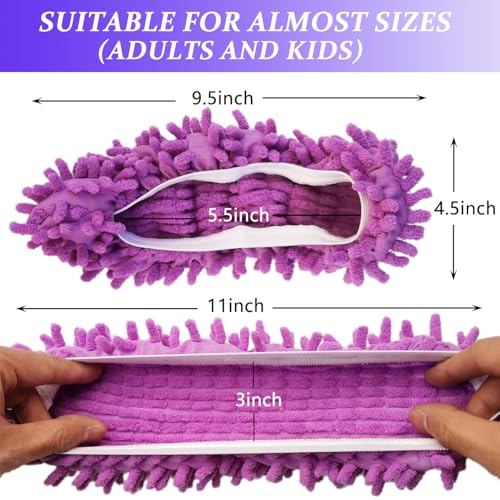 HDongany 2 Pairs (4 Pieces) Mop Slippers, Multi-Function Reusable Microfiber Dust Mops, Floor Cleaning Shoes for Bathroom, Office, Kitchen, House Polishing - Image 2