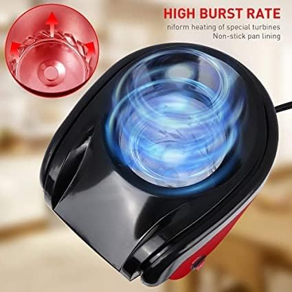 HENIRAG HENIRAG Hot Air Popcorn Maker Machine 1200W Home Popcorn Maker with Removable Top Cover and Measuring Spoon Healthy OilFree for Parties Kids Easy to Clean 23 Minutes Fast Red - Image 2