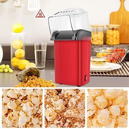 HENIRAG HENIRAG Hot Air Popcorn Maker Machine 1200W Home Popcorn Maker with Removable Top Cover and Measuring Spoon Healthy OilFree for Parties Kids Easy to Clean 23 Minutes Fast Red - Image 5