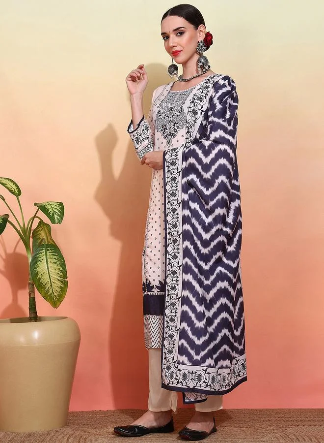 DW House of Pataudi Ethnic Motif Embroidered Kurta & Trouser With Dupatta by Styli