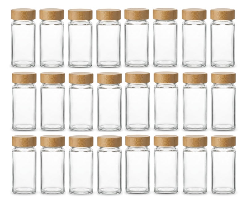 ZEPOLI Glass Spice Jar for Kitchen Storage with Airtight small container set, Clear Square Seasoning Container for Salt, Pepper, Masala & Herbs glass containers for kitchen (pack-24) - Image 1