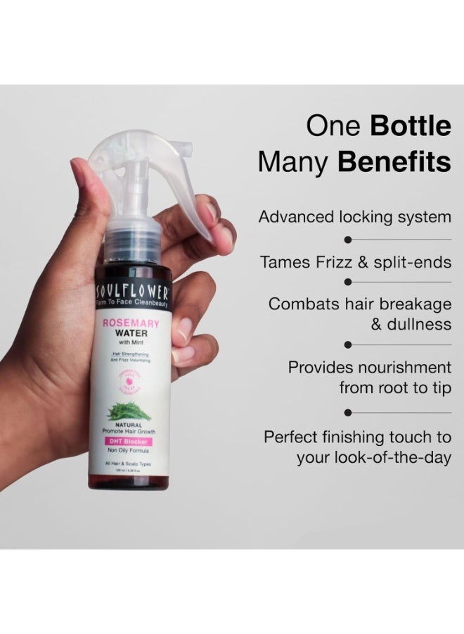 Soulflower Rosemary Water Spray | Niacinamide & Mint |Hair Spray for Regrowth | Anti-Hair Fall | Rosemary Hair Mist | Cooling & Relaxing | Strengthens Hair | All Hair Types 100ml Pack of 3 - Image 3