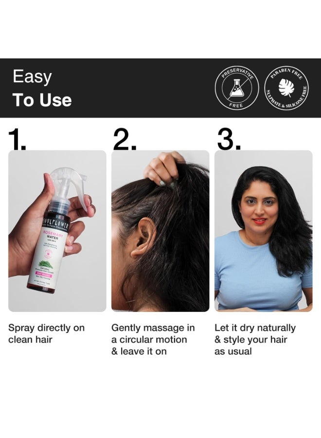 Soulflower Rosemary Water Spray | Niacinamide & Mint |Hair Spray for Regrowth | Anti-Hair Fall | Rosemary Hair Mist | Cooling & Relaxing | Strengthens Hair | All Hair Types 100ml Pack of 3 - Image 2