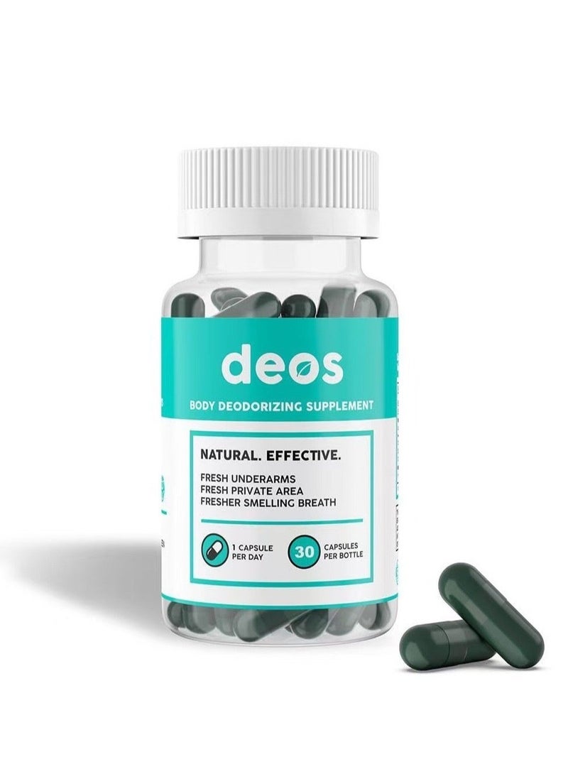 ديوس كلوروفيل جسم سحر إزالة رائحة الجسم بشكل طبيعي من الإبط الطازج التنفس والمساحة الخاصة رائحة الكلوروفيل إزالة كبسولات الرائحة الجسم المكملات الغذائية 30 كبسولة - Image 1
