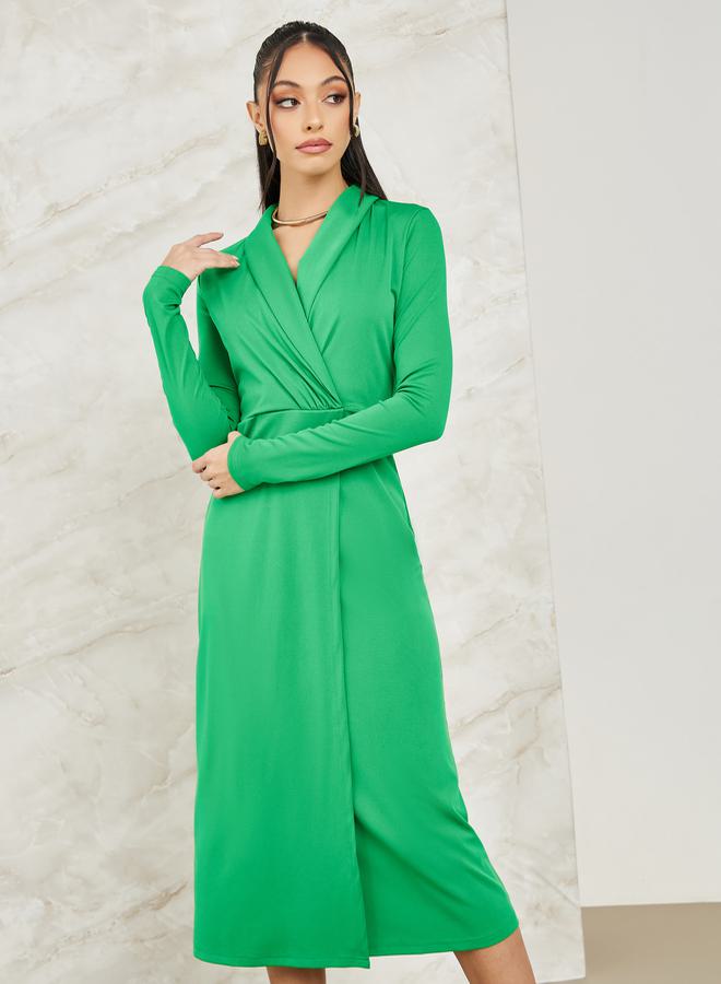 ستايلي فستان ميدي سادة بنمط لف - Image 2