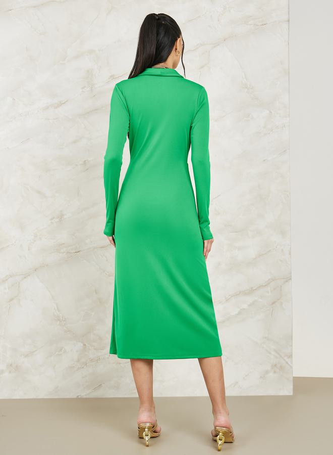 ستايلي فستان ميدي سادة بنمط لف - Image 4