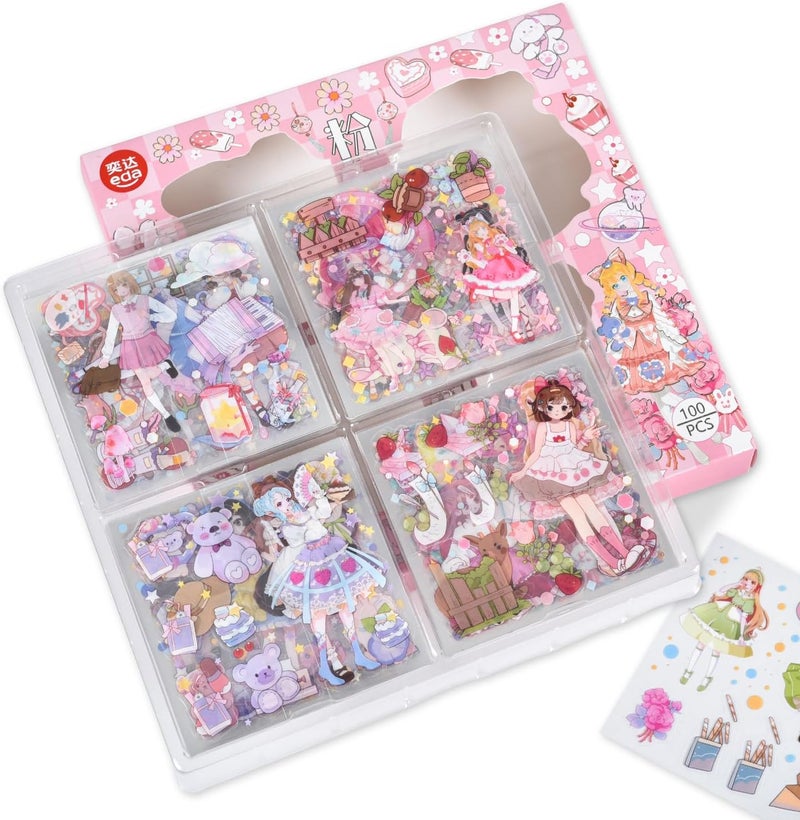iKammo Girl Scrapbook Aesthetic Stickers  100 Sheets PET Transparent Letter Planner Stickers for Card Making Craft Notebooks Album  Gifts  SelfAdhesive Journal Planner Decals  - Image 1