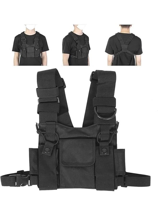 DUNISO Chest Bag, Shoulder Chest Harness，Chest Front Pack Pouch，Holster Vest Chest Pack with Front Pack Pouch, Black  - Image 1