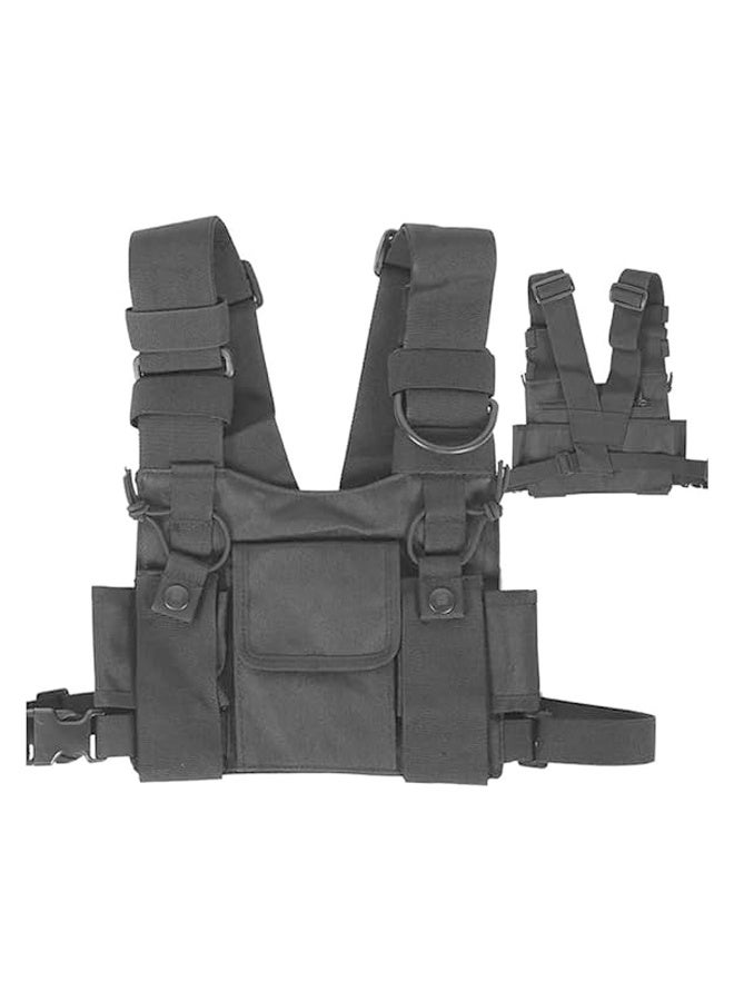 DUNISO Chest Bag, Shoulder Chest Harness，Chest Front Pack Pouch，Holster Vest Chest Pack with Front Pack Pouch, Black  - Image 2