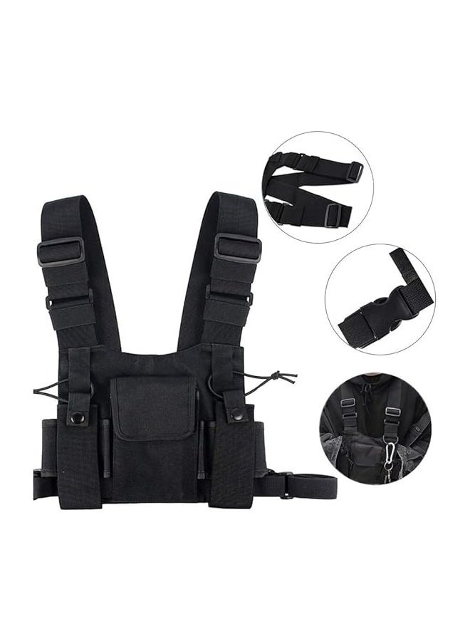 DUNISO Chest Bag, Shoulder Chest Harness，Chest Front Pack Pouch，Holster Vest Chest Pack with Front Pack Pouch, Black  - Image 3
