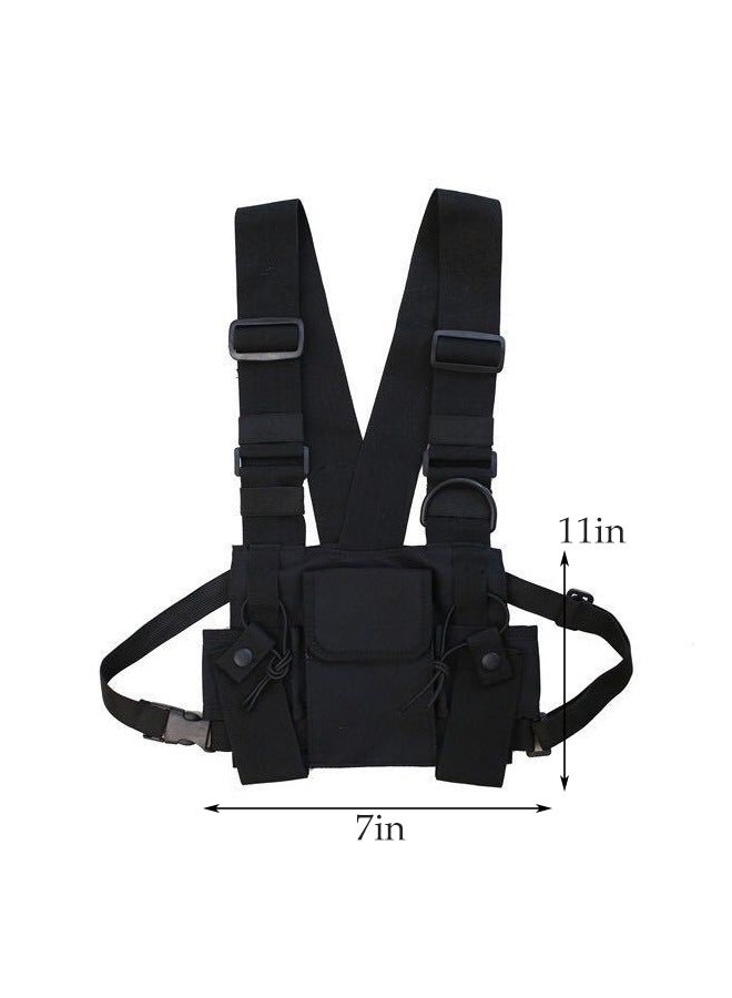 DUNISO Chest Bag, Shoulder Chest Harness，Chest Front Pack Pouch，Holster Vest Chest Pack with Front Pack Pouch, Black  - Image 4