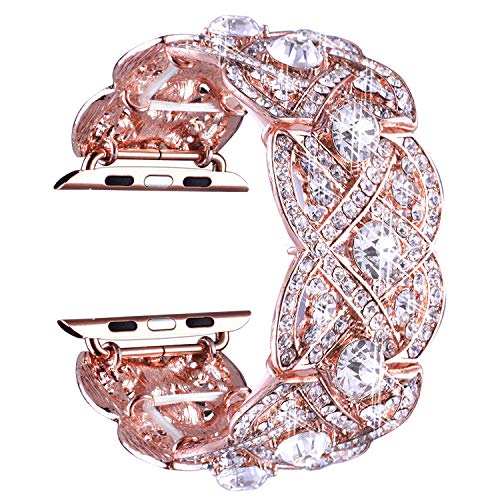 VIQIV Bling Bands Compatible with Apple Watch Ultra Band 38mm 40mm 41mm 42mm 44mm 45mm 49mm Iwatch Series SE 9 8 7 6 5 4 3 2 1, Diamond Rhinestone Stainless Steel Metal Bracelet Wristband Strap for - Image 1