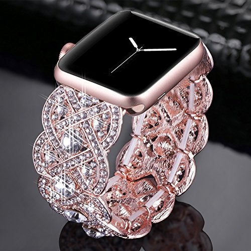 VIQIV Bling Bands Compatible with Apple Watch Ultra Band 38mm 40mm 41mm 42mm 44mm 45mm 49mm Iwatch Series SE 9 8 7 6 5 4 3 2 1, Diamond Rhinestone Stainless Steel Metal Bracelet Wristband Strap for - Image 3