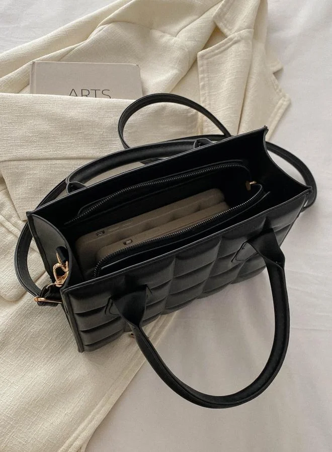 Take Two Black Quilted Shoulder Bag