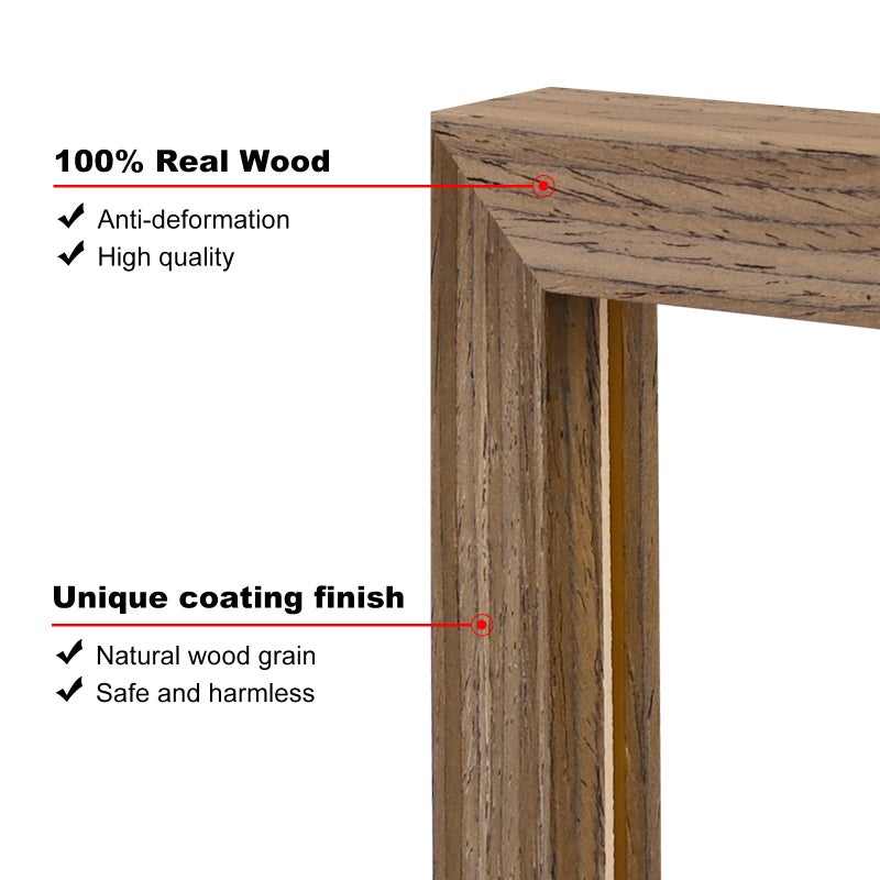 KINLINK A4 Picture Frame  Brown Solid Wood Frames with Acrylic Plexiglass for Pictures A5 with Mat or A4 without Mat  Tabletop and Wall Mounting Display 4 Pack - Image 1