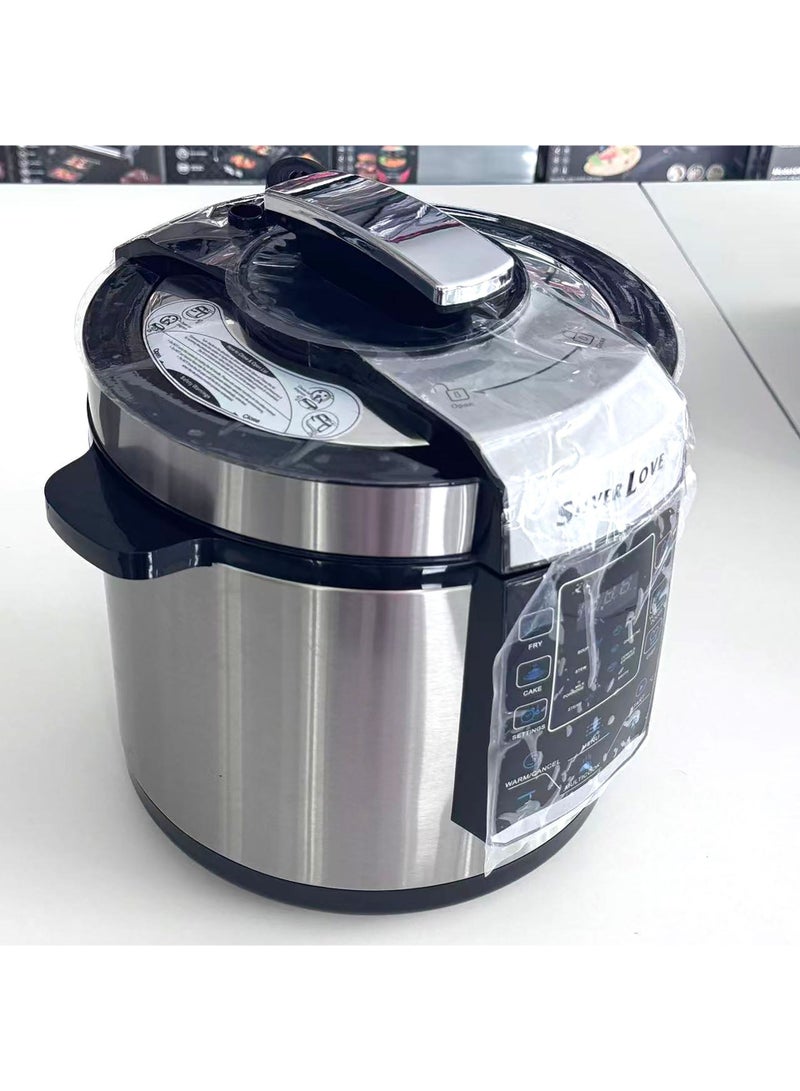 Silver Love Multifunctional Electric Pressure Cooker, 8L, 1300W, with Digital Display and Multiple Cooking Programs – Model HD60-100T (Silver) - Image 2
